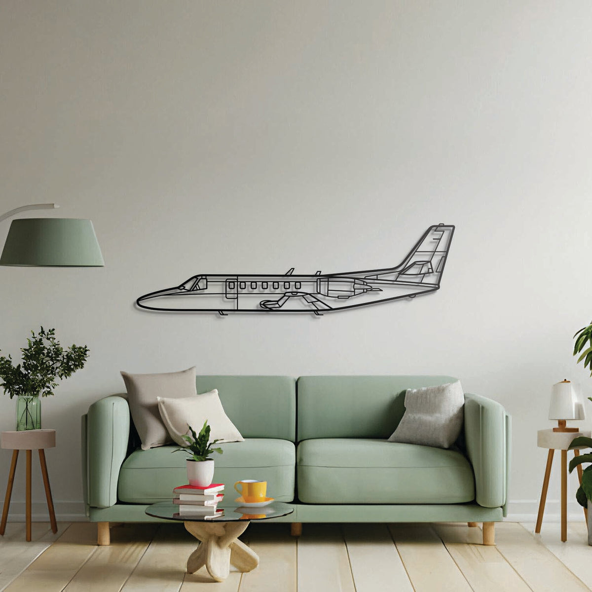 Aviation décor: Citation V metal wall art in matte steel with 3D floating effect—ideal for hangar or office