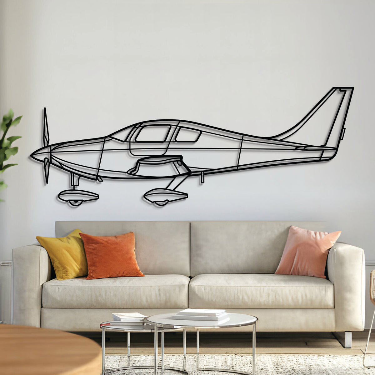Matte‑finish laser‑cut Columbia 350 sleek aircraft silhouette wall art in steel
