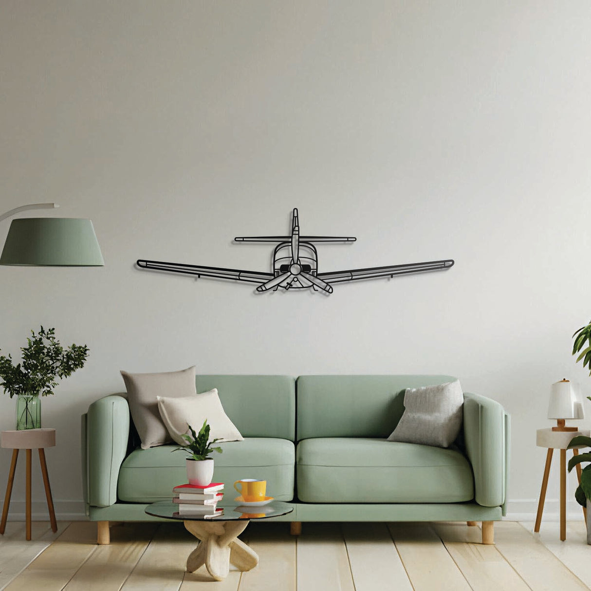 Aviation décor: Commander 112 metal wall art in matte steel with floating 3D effect—ideal for hangar or office