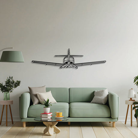 Aviation décor: Commander 112 metal wall art in matte steel with floating 3D effect—ideal for hangar or office