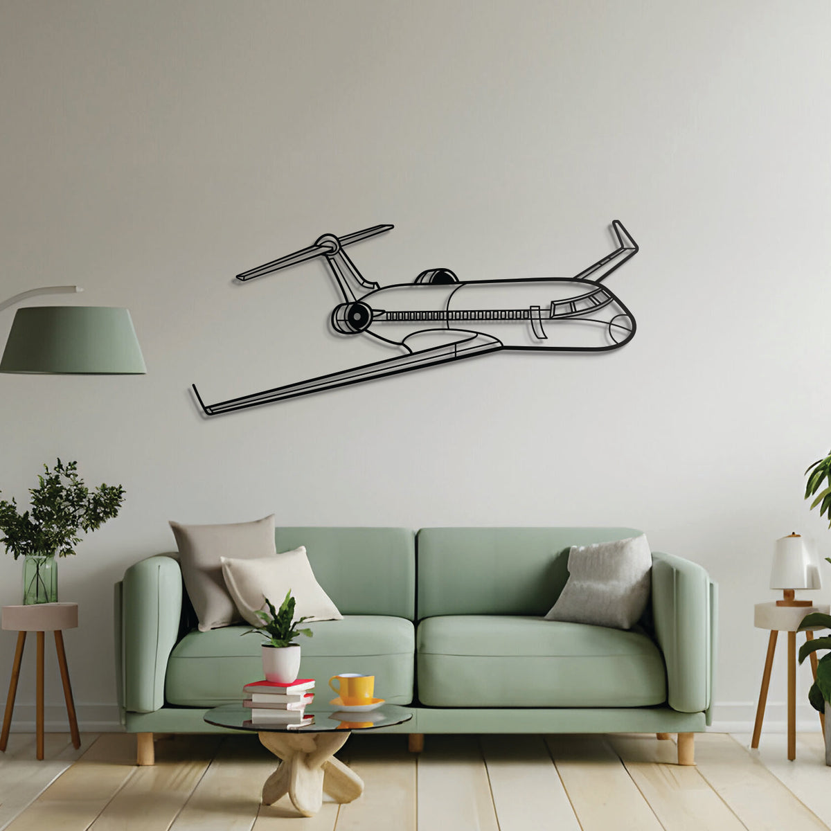 Aviation décor highlight: CRJ 700 laser‑cut steel wall art with matte finish and elevation screws for avgeek spaces