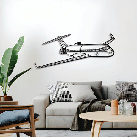 Ready‑to‑hang CRJ 700 regional jet wall décor, textured dyed steel—ideal aviation enthusiast gift