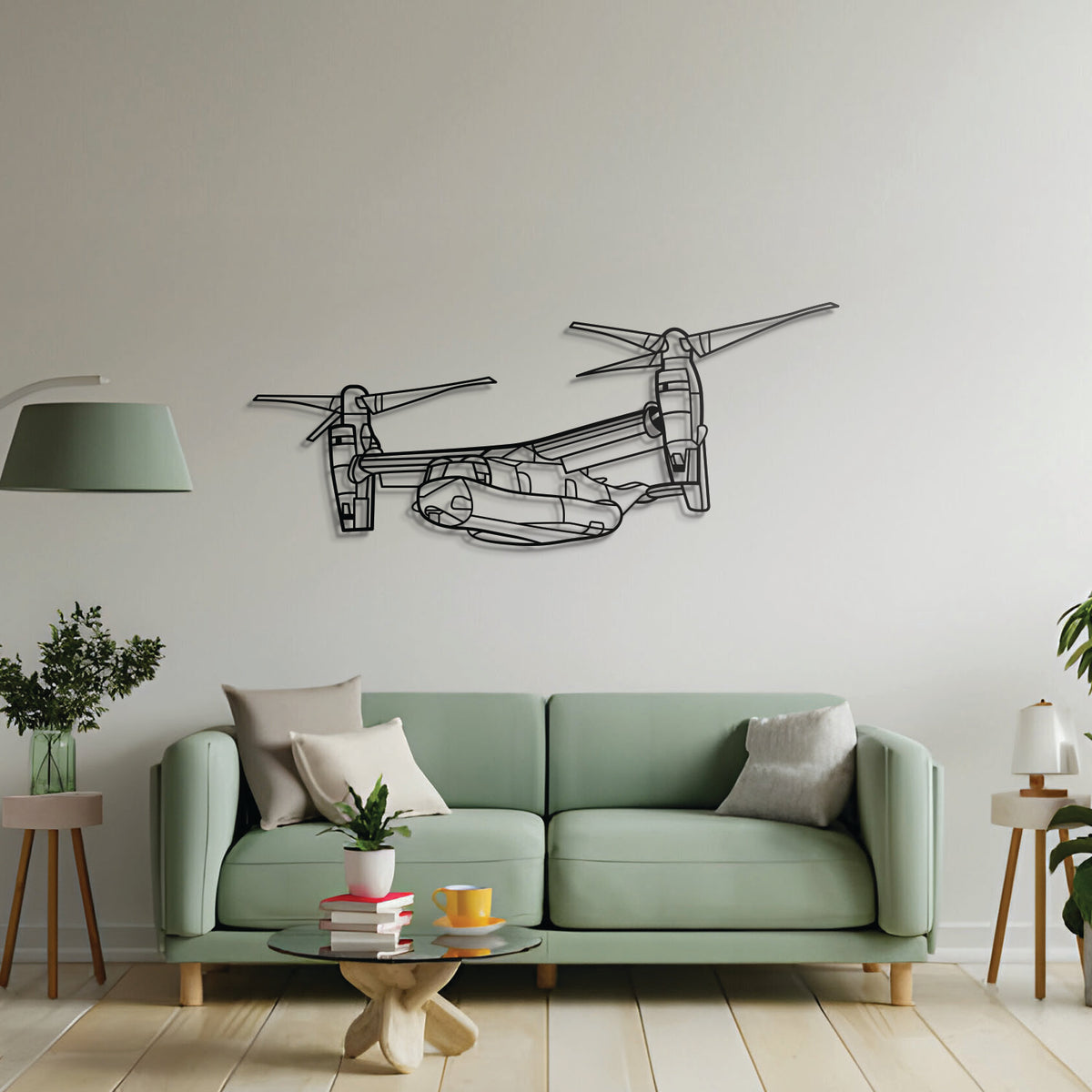 Premium CV‑22 Osprey metal wall art, no‑assembly required for sizes under 40″, sleek matte finish perfect for modern or mission-themed interiors