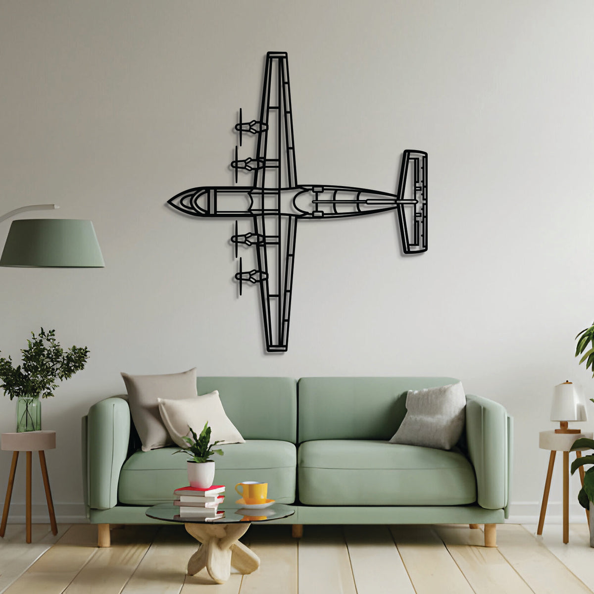 2 mm steel Dash 7 wall art, laser-cut matte finish, floats 1 cm off wall for dramatic 3D look