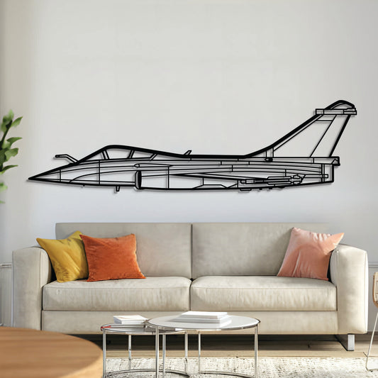 Rafale C French multirole fighter jet wall art, laser‑cut textured steel with matte finish