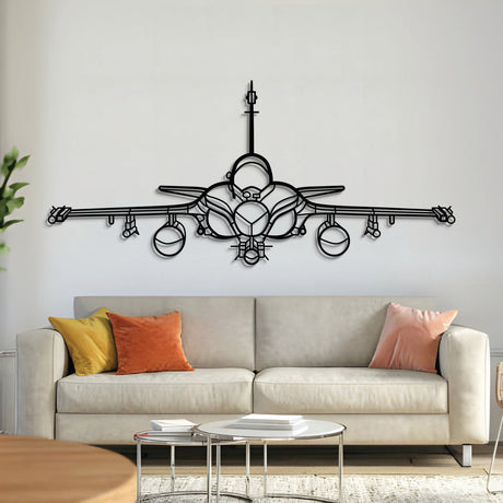 Dassault Rafale front view metal aircraft wall art, laser-cut 2 mm textured steel with matte powder-coated finish