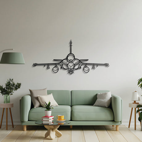 Rafale multirole fighter metal art, laser-cut steel ready-to-hang, aviation-themed décor for living space