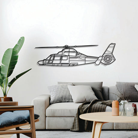 AS365N3+ Dauphin helicopter metal wall décor – minimalist aviation art for hangar, office, or living space