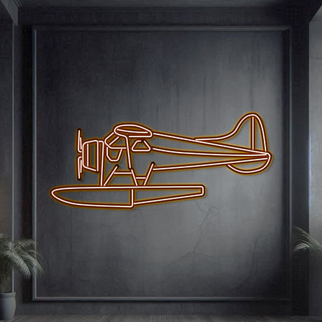 Navigate Craft Beaver décor, ready-to-hang neon outline wall art—perfect gift for bush pilot and wilderness aviation fans