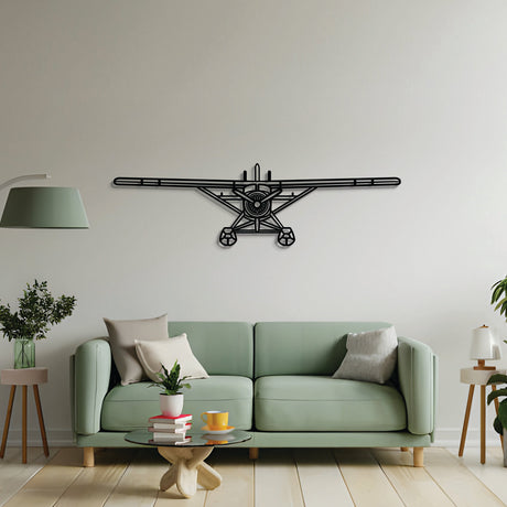 2 mm steel DHC‑2 Beaver wall art, laser-cut matte finish, floats ~1 cm off wall for dramatic 3D look