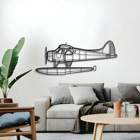Turbo Beaver DHC-2 Mk III seaplane metal wall sculpture – minimalist aviation décor for hangar or living space