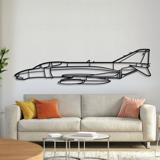 Matte-finish laser-cut Douglas F‑4D Phantom II jet silhouette metal wall art