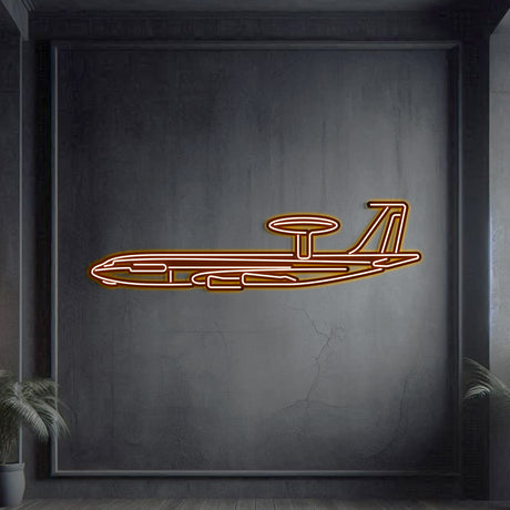 Navigate Craft E‑3G décor, ready‑to‑hang neon outline—ideal aviation gift for electronic warfare and command‑control enthusiasts