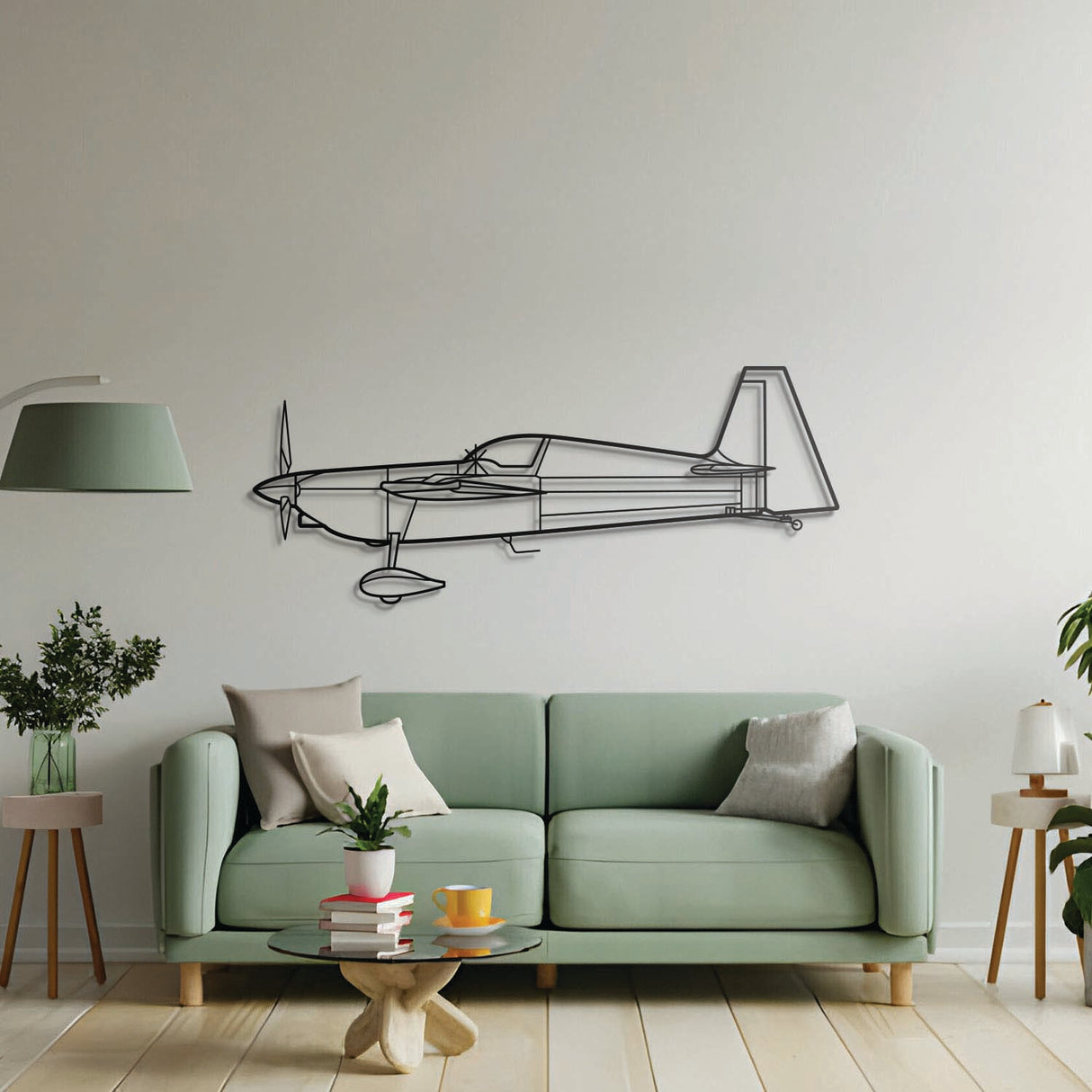 Aviation décor: Edge 540 metal wall art in matte steel with floating 3D effect—ideal for hangar or office