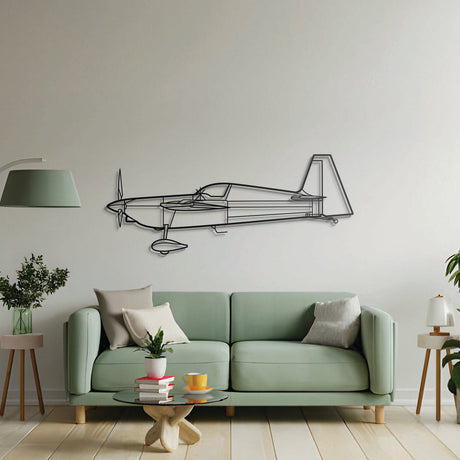 Aviation décor: Edge 540 metal wall art in matte steel with floating 3D effect—ideal for hangar or office