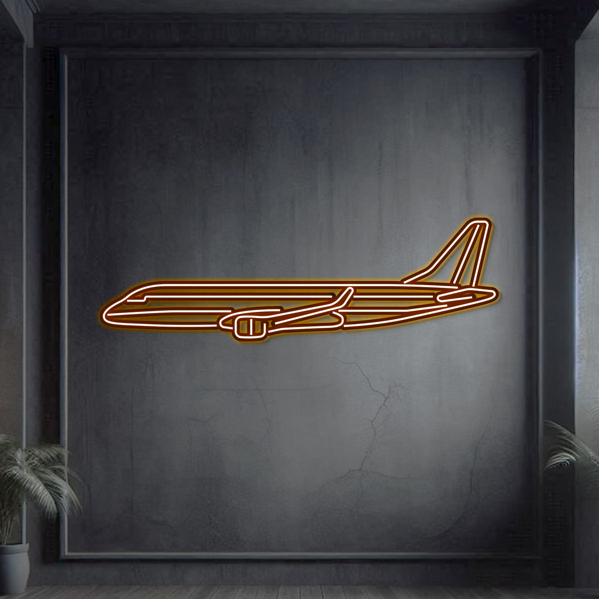 Navigate Craft E‑175 décor, ready‑to‑hang with neon accent—perfect avgeek gift for commercial aviation enthusiasts