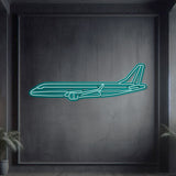 Matte‑finish E‑175 neon aircraft wall art—iconic regional jet gift for retirements, promotions, or airline milestones