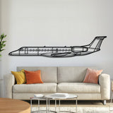 Embraer ERJ-135 regional jet wall art, laser-cut textured steel with matte finish