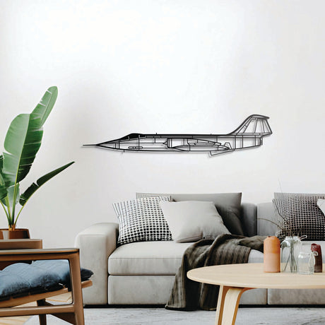Ready‑to‑hang F‑104G Starfighter wall decor, textured dyed steel, perfect aviation enthusiast gift
