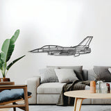 F‑16D wall décor, textured matte steel elevated 1 cm for sleek floating aviation design