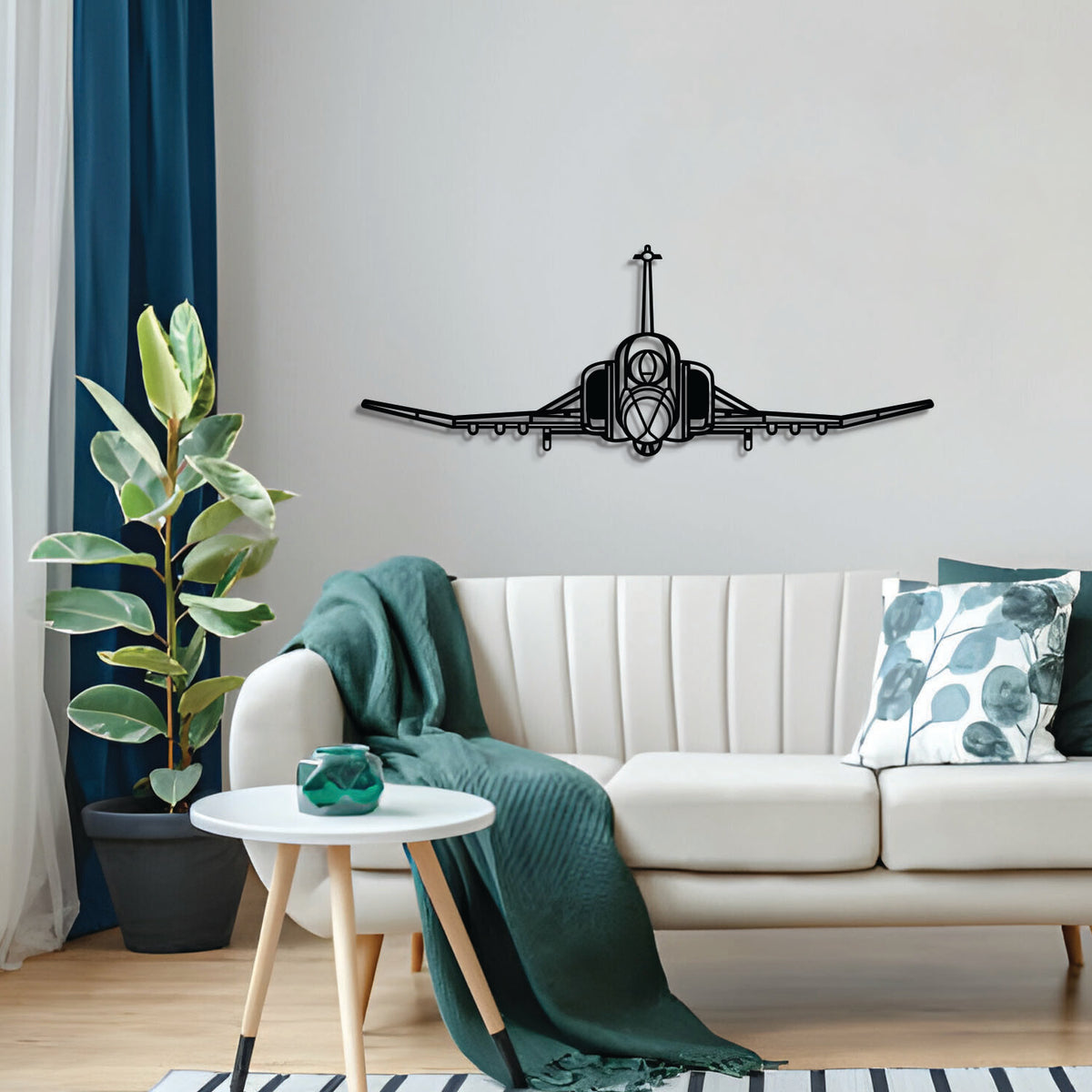 Navigate Craft F‑4 Phantom décor, ready-to-hang with elevation screws, perfect gift for aviation enthusiasts