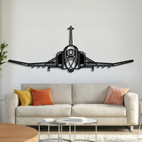 F‑4 Phantom front-view metal aircraft wall art, laser-cut 2 mm steel with matte textured finish and 3D elevation