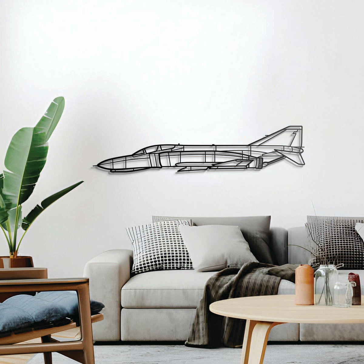 Ready‑to‑hang F‑4C Phantom steel wall decor, textured dyed finish, perfect aviation enthusiast gift