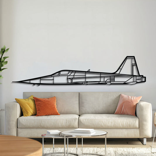 F‑5 Metal Aircraft Wall Art in 2 mm laser‑cut steel with matte powder‑coated textured finish and 3D elevation screws