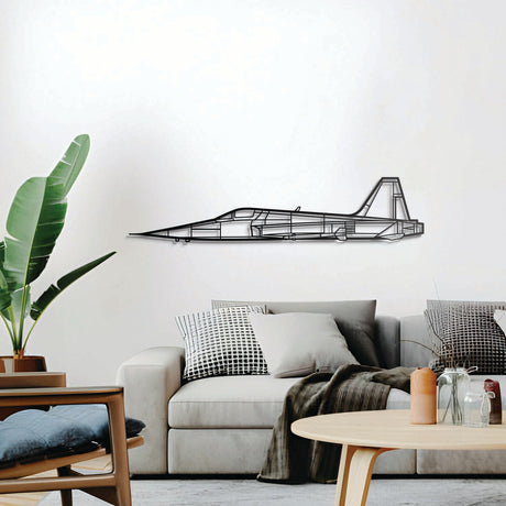 Ready‑to‑hang F‑5 aircraft wall decor, textured dyed steel, perfect aviation enthusiast gift