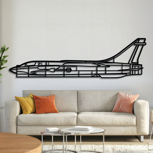 F-8 Crusader metal aircraft wall art, laser-cut 2 mm steel with matte textured finish and 3D elevation