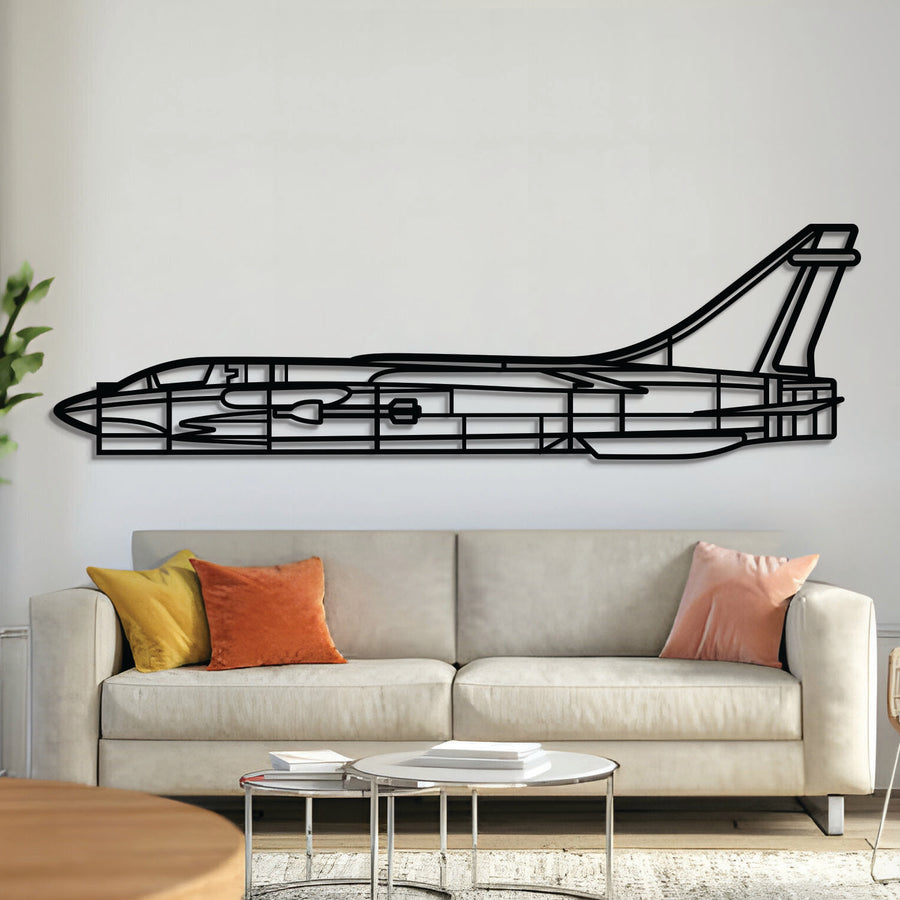 F-8 Crusader metal aircraft wall art, laser-cut 2 mm steel with matte textured finish and 3D elevation