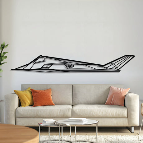 F‑117 Nighthawk metal aircraft wall art – laser‑cut steel silhouette with matte textured finish and floating 3D effect