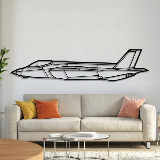 F‑35A Lightning II metal aircraft wall art – laser-cut steel silhouette with matte textured finish and floating 3D effect