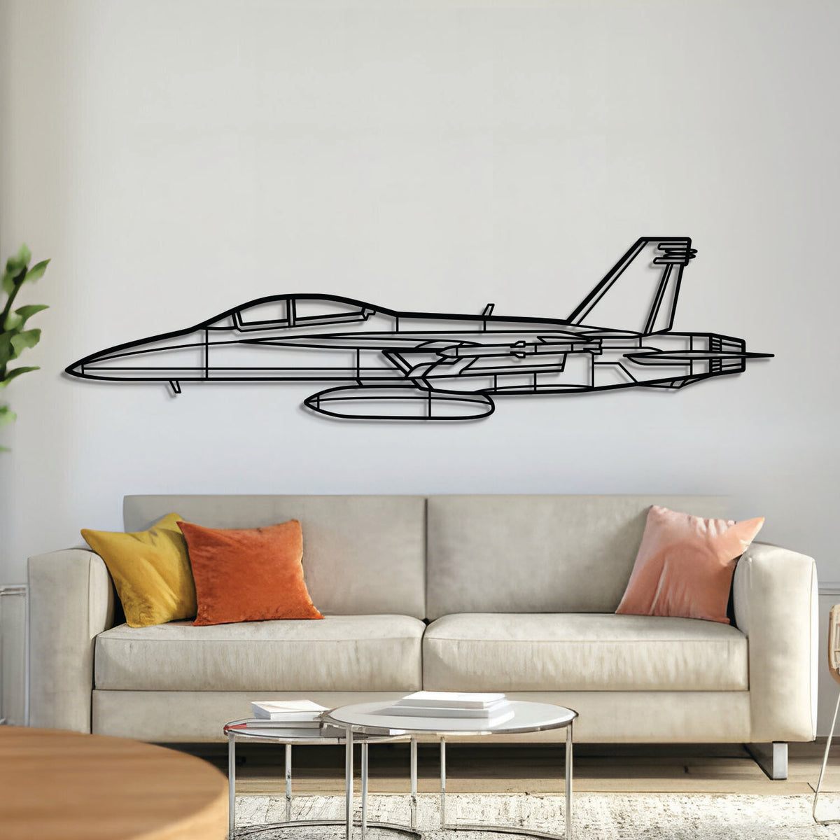 F/A-18F Super Hornet metal aircraft wall art – laser-cut steel silhouette with matte textured finish and floating 3D effect