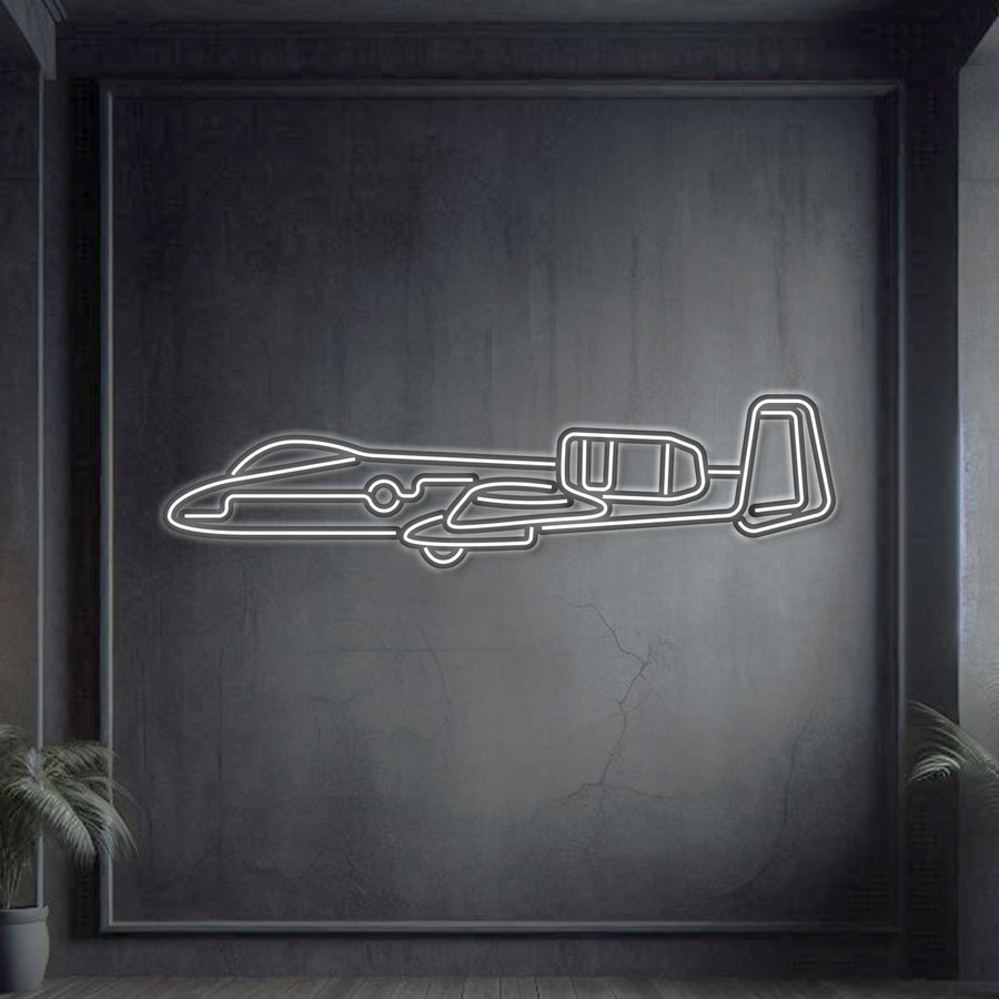 A-10 Thunderbolt 2 steel neon wall art, 2 mm laser-cut with matte powder coat and 3D floating effect