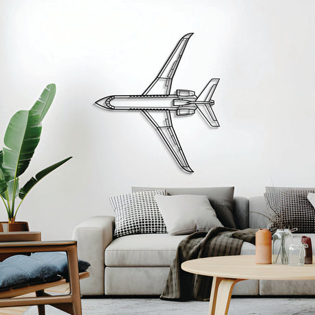 Ready‑to‑hang Falcon 900EX jet wall décor, textured dyed steel—ideal aviation enthusiast gift