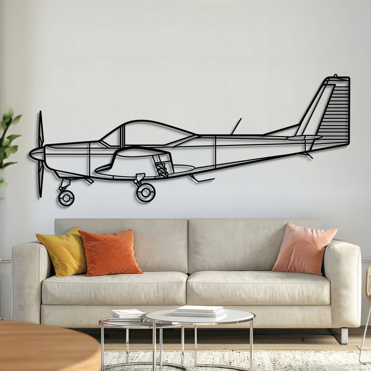 AS/SA 202 Bravo metal aircraft wall art, laser-cut 2 mm steel with matte powder-coated texture