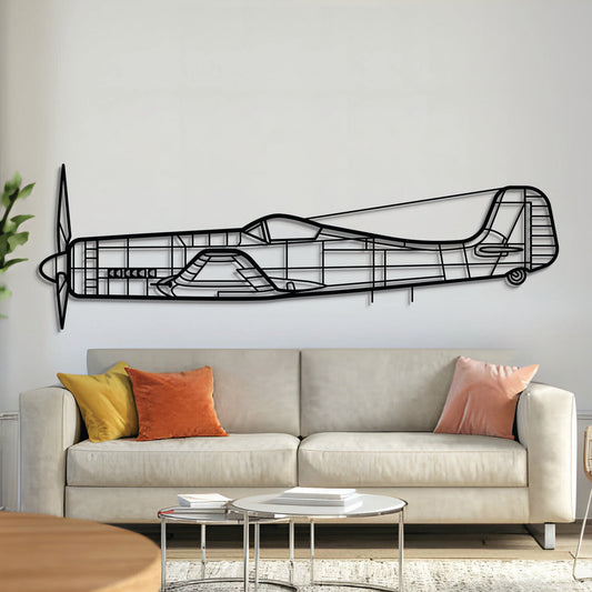 Focke‑Wulf Ta 152H‑1 high‑altitude fighter-interceptor silhouette – laser‑cut 2 mm steel, textured matte powder‑coat finish, ready to hang