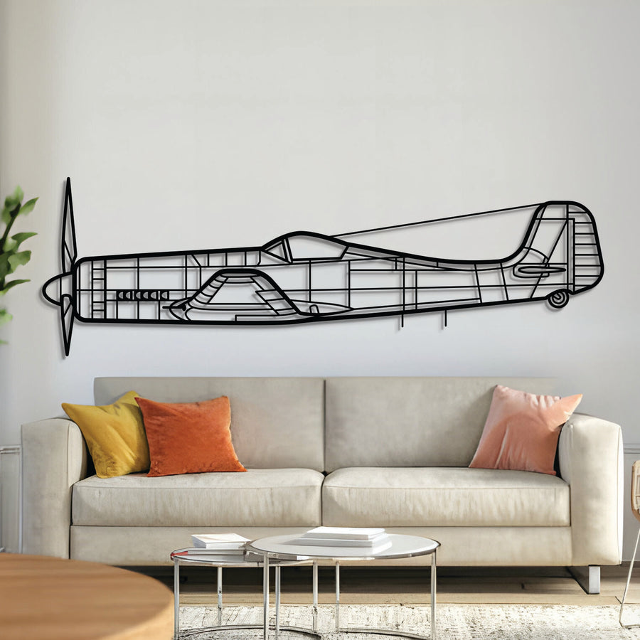 Focke‑Wulf Ta 152H‑1 high‑altitude fighter-interceptor silhouette – laser‑cut 2 mm steel, textured matte powder‑coat finish, ready to hang