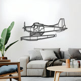 Bush Hawk XP wall décor – elevated 1 cm off the wall using elevation screws to create a bold 3D shadow effect of its high‑cantilever wing and tailwheel design