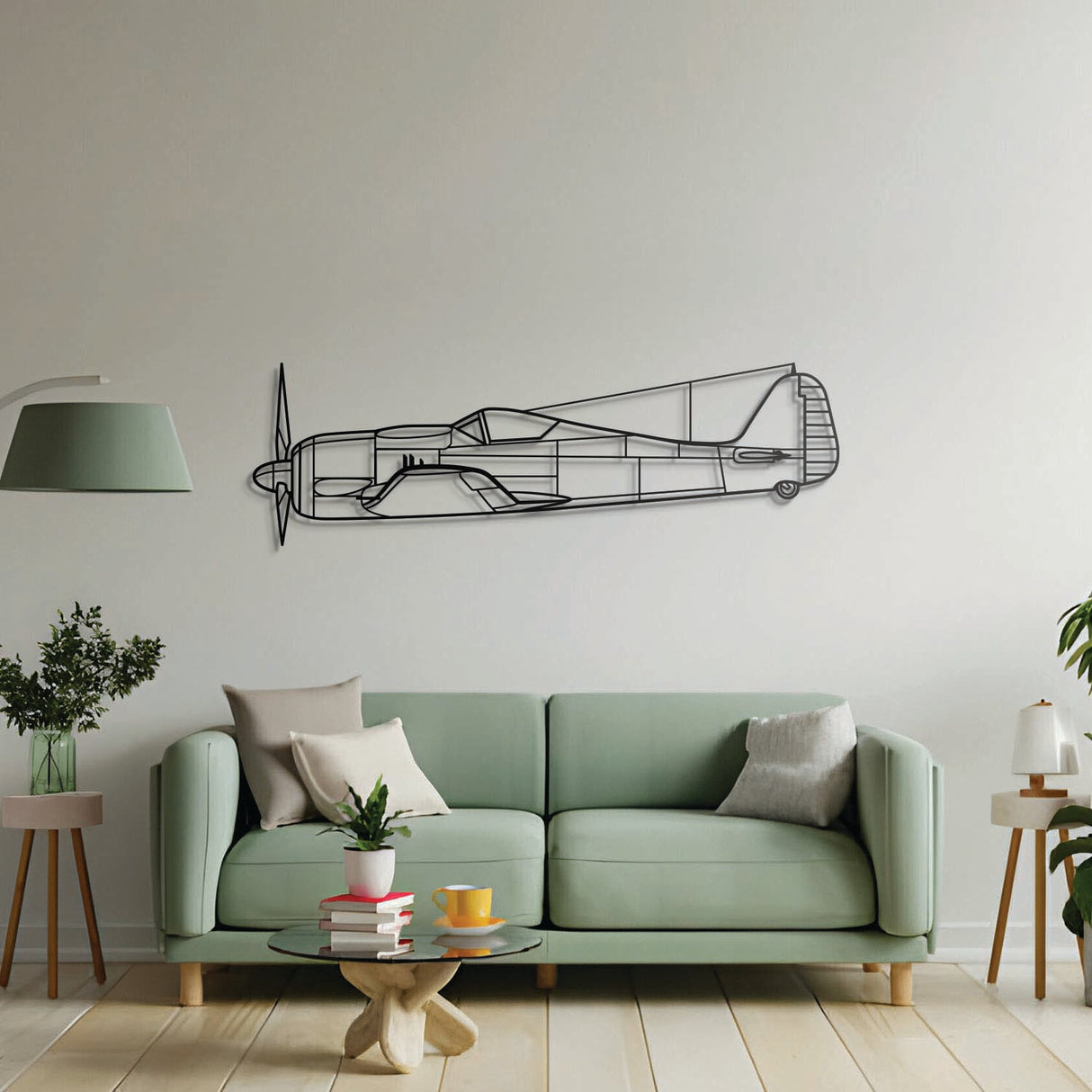 Avgeek centerpiece: FW190A laser‑cut steel wall art with matte finish and elevation screws for hangar or office