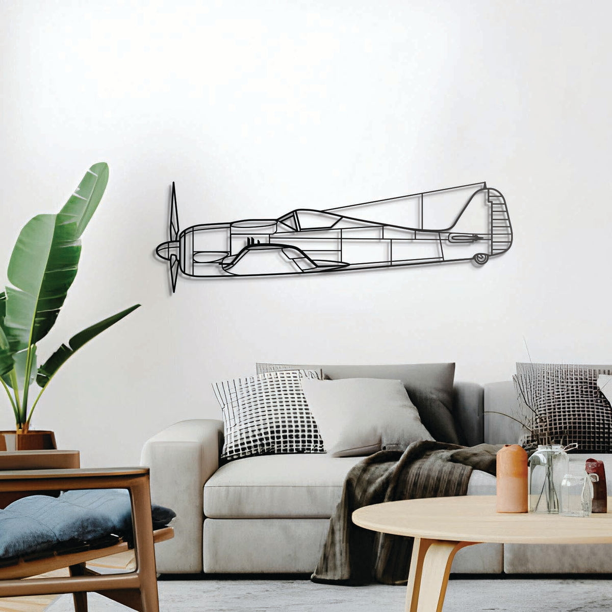 Ready‑to‑hang FW190A fighter wall decor, textured dyed steel, ideal aviation enthusiast gift
