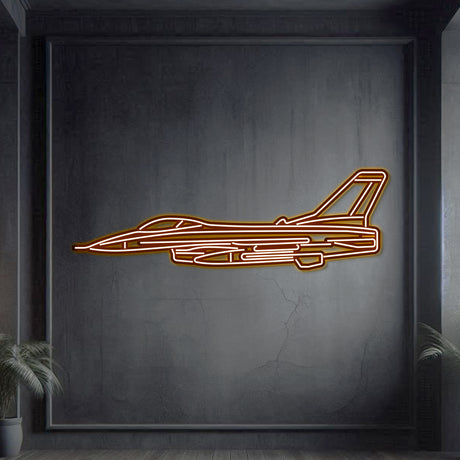 Navigate Craft F‑16 décor, ready‑to‑hang with neon accent, perfect avgeek gift for multirole fighter enthusiasts