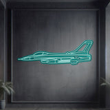 Matte‑finish F‑16 Falcon neon aircraft wall art—iconic aviation heritage gift for retirements or milestone celebrations