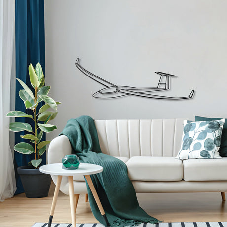 Aviation décor: Ventus-2cxT metal wall art in matte steel with 3D floating effect for modern interiors