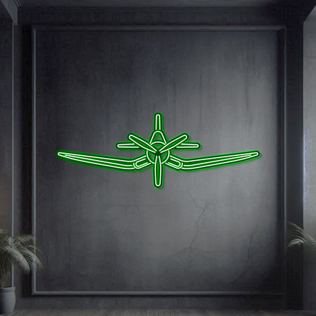 F‑4U Corsair neon wall art, sleek historic aviation décor ideal for hangars, offices, or modern living spaces
