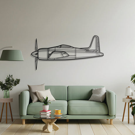 Historic F8F Bearcat silhouette – matte powder-coat finish blending with modern interiors; famed for its record climb rate, exceptional handling, and service with the Blue Angels