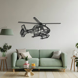 2 mm steel H145M LUH SOF wall art, laser-cut matte finish, floats 1 cm off wall for dramatic 3D effect