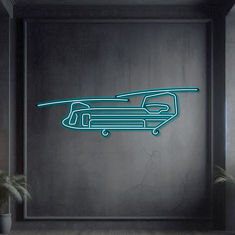 Matte‑finish CH‑47 Chinook neon wall art—iconic heavy‑lift legacy gift for retirements or milestone celebrations