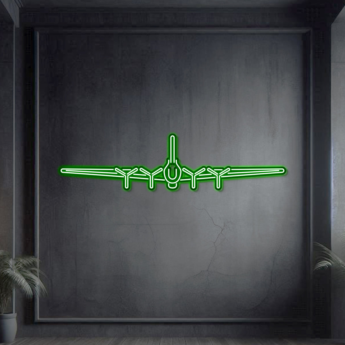 Matte‑finish Flying Fortress neon aircraft wall art—legendary heavy bomber tribute or meaningful gift for veterans, restorers, and milestone commemorations